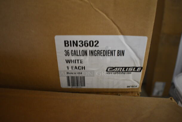 BRAND NEW IN BOX! SiLite White and Clear Poly Ingredient Bins on Commercial Casters. 15.5x29x29 - Image 4 of 5