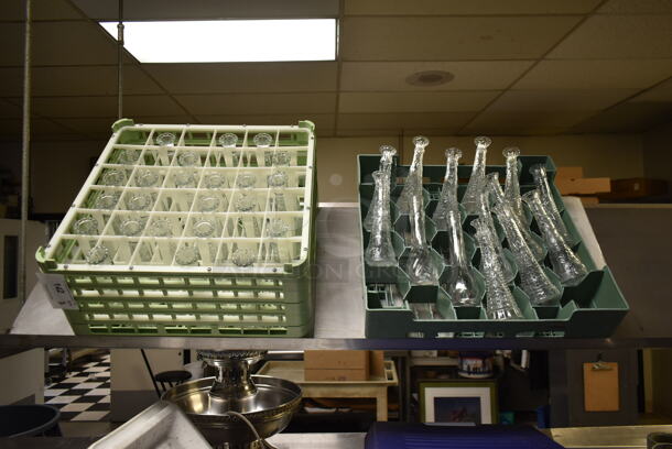 ALL ONE MONEY! Lot of 2 Dish Caddies w/ Contents; Cups and Vases. (dish room) - Image 1 of 3