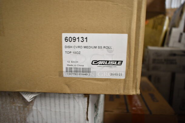 PALLET LOT of 20 BRAND NEW Boxes Including 2 Box 795PTOKFT2 Choice 7 3/4" x 5 1/2" x 2" Kraft Microwavable Folded Paper #2 Take-Out Container - 200/Case, 500CC16 Customizable Plastic Cold Cup, 2 Box 394360M Noble Products Powdered Disposable Vinyl Gloves for Foodservice - 1000/Case, Carlisle 609131 10 oz. 18/8 Mirror Polish Stainless Steel Roll-Top Covered Snack Dish, Choice Black #3 Paper Food Containers, CTR16BF BOWL W/LID 16oz RND 240 SAFESEAL BOWL W/FLAT LID, 346MEDCUP1Z Choice 1 oz. Disposable Polypropylene Graduated Medicine Cup - 5000/Case, Choice Ripple Wall Hot Cups, 966TALLFLDN Choice Kraft Natural Tall-Fold 6" x 13" Dispenser Napkin - 8000/Case, 129MCS28B Choice 28 oz. Black Rectangular Microwavable Heavy Weight Container with Lid 8 3/4" x 6 1/4" x 1 3/4" - 150/Case. 20 Times Your Bid! - Image 11 of 12