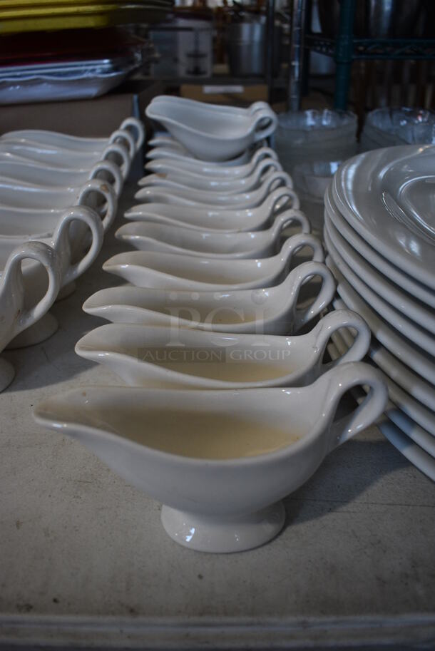 ALL ONE MONEY! Lot of 20 Various White Ceramic Gravy Boats. 7x2.5x4, 9x3.5x5 - Image 2 of 4