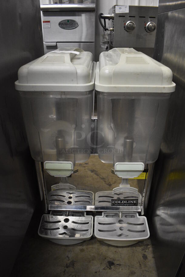 Coldline Stainless Steel Commercial Countertop 2 Hopper Refrigerated Beverage Machine. 17x18x26. Tested and Working!