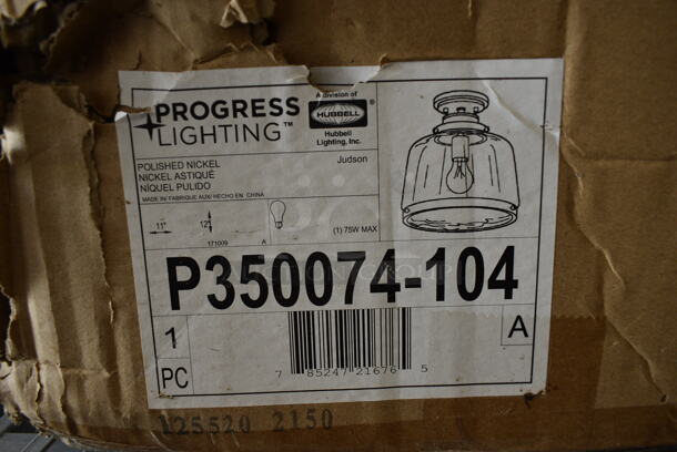 BRAND NEW IN BOX! Progress Lighting Hubbell P350074-104 Polished Nickel Lighting Fixture