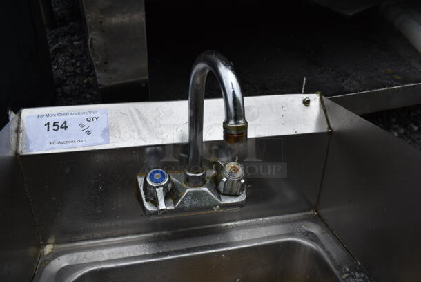 Stainless Steel Commercial Single Bay Wall Mount Sink w/ Faucet, Handles and Side Splash Guards. - Image 4 of 4