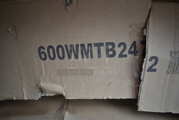 BRAND NEW SCRATCH AND DENT! Regency 600WMTB2472 24" x 72" 16-Gauge 304 Stainless Steel Wall Mounted Table with 4 1/2" Backsplash. May Be Missing Pieces. - Image 2 of 3
