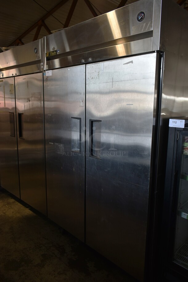 2012 True TG2R-2S ENERGY STAR Stainless Steel Commercial 2 Door Reach In Cooler w/ Poly Coated Racks on Commercial Casters. 115 Volts, 1 Phase. Tested and Working! - Image 1 of 6