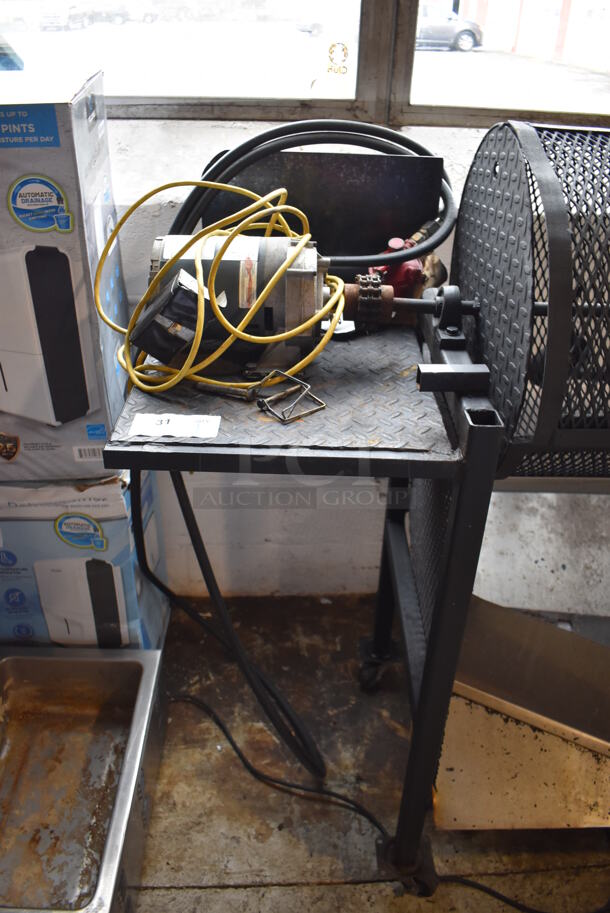 Metal Commercial Floor Style Portable Rotating Vegetable Roaster Grill w/ Rotisserie Motor on Commercial Casters. 69x22x51 - Image 4 of 7