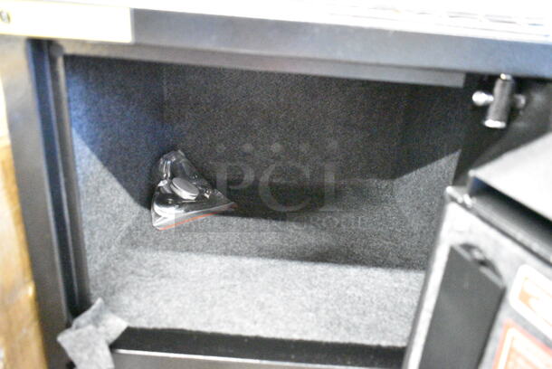 BRAND NEW SCRATCH AND DENT! Black Metal 2 Compartment Safe.  - Image 6 of 12