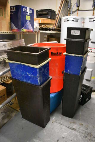 ALL ONE MONEY! Lot of 7 Slim Jim Trash Cans, 1 Trash Can, Bin. Includes 11x20x30. (kitchen)