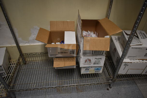 Wire Shelving Units. Does Not Come w/ Contents. BUYER MUST REMOVE: BUYER MUST DISMANTLE. PCI CANNOT DISMANTLE FOR SHIPPING. PLEASE CONSIDER FREIGHT CHARGES. (dish room) - Image 10 of 12