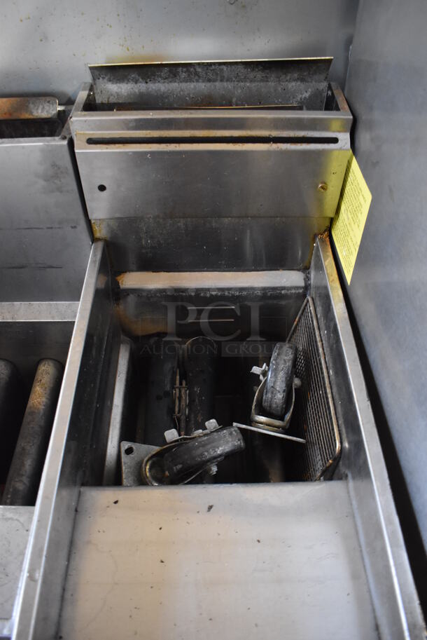 2019 Asber AEF 40-50 Stainless Steel Commercial Floor Style Natural Gas Powered Deep Fat Fryer on Commercial Casters. 15.5x32x50 - Image 4 of 8