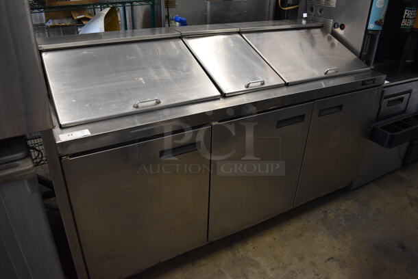 2010 Delfield 4472N-30M Stainless Steel Commercial Sandwich Salad Prep Table on Commercial Casters. 115 Volts, 1 Phase. 72x30x45.5. Tested and Powers On But Does Not Get Cold - Image 2 of 11