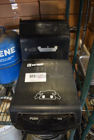 ALL ONE MONEY! Lot of 2 Black Poly Wall Mount Paper Towel Dispensers! 12x10x16, 12.5x9x16