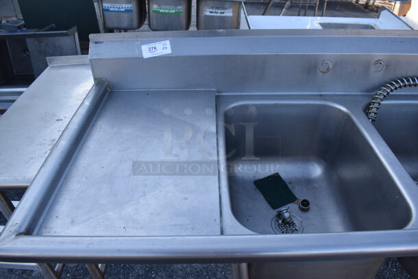 Stainless Steel Commercial 3 Bay Sink w/ Dual Drain Boards, Faucet, Handles and Spray Nozzle Attachment. 96x32x45. Bays 18x24x12. Drain Board 16x28x1 - Image 5 of 5