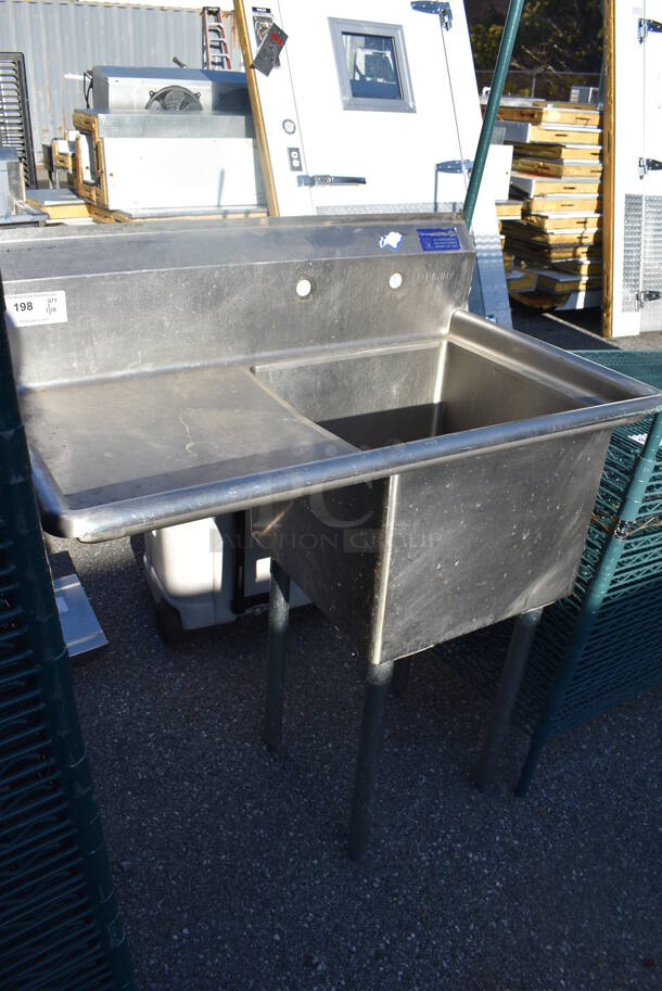 Stainless Steel Commercial Single Bay Sink w/ Left Side Drain Board. 39x24x45. Bay 18x18x14. Drain Board 16x20x1 - Image 6 of 6