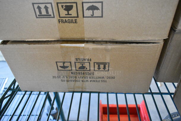 2 Box of 3 BRAND NEW SCRATCH AND DENT! 10 Strawberry Street WTR-20GRAVY-XG Whittier 20 oz. White Porcelain Gravy Boat. 1 Box Missing 2. 2 Times Your Bid!  - Image 5 of 6