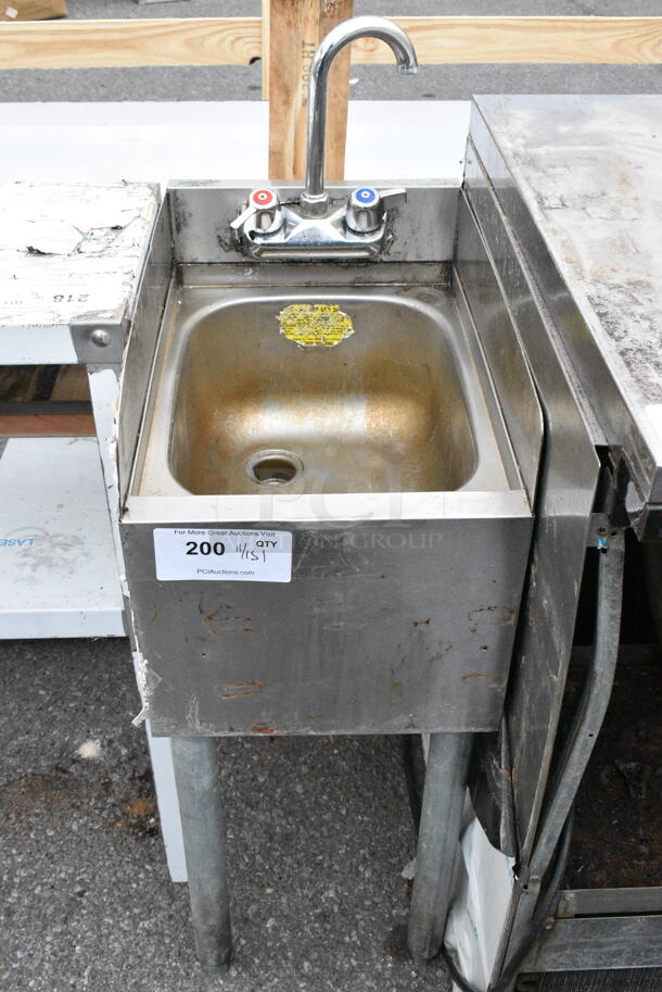 Stainless Steel Commercial Single Bay Sink w/ Faucet and Handles.  - Image 1 of 3