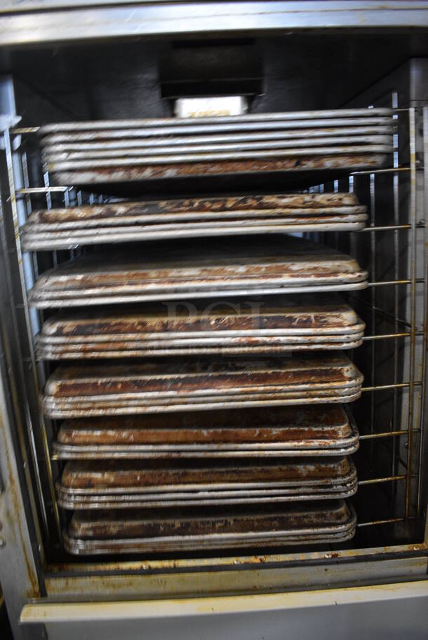 Metro C200 Metal Commercial 2 Half Size Warming Cabinet w/ Baking Pans on Commercial Casters. 27.5x33x74. Cannot Test - Unit Was Previously Hardwired - Image 4 of 5