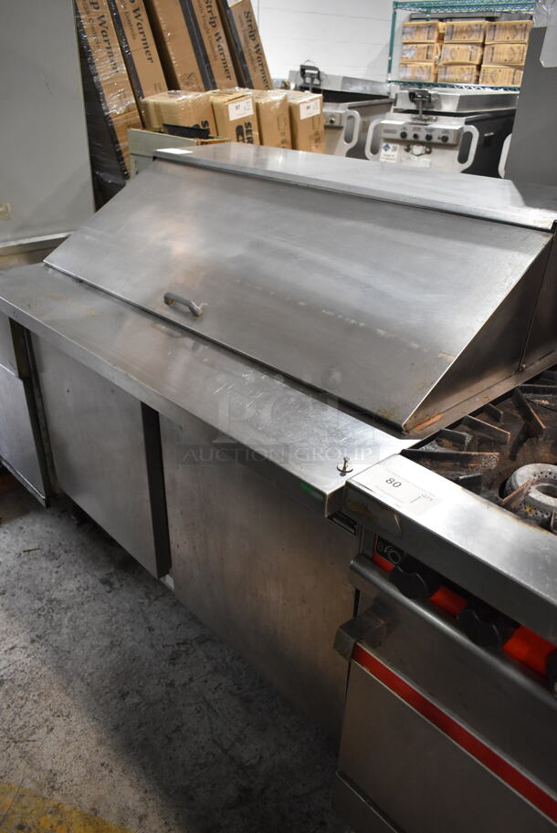 Beverage Air SP48-18M Stainless Steel Commercial Sandwich Salad Prep Table Bain Marie Mega Top on Commercial Casters. 115 Volts, 1 Phase. Tested and Powers On But Does Not Get Cold - Image 1 of 6