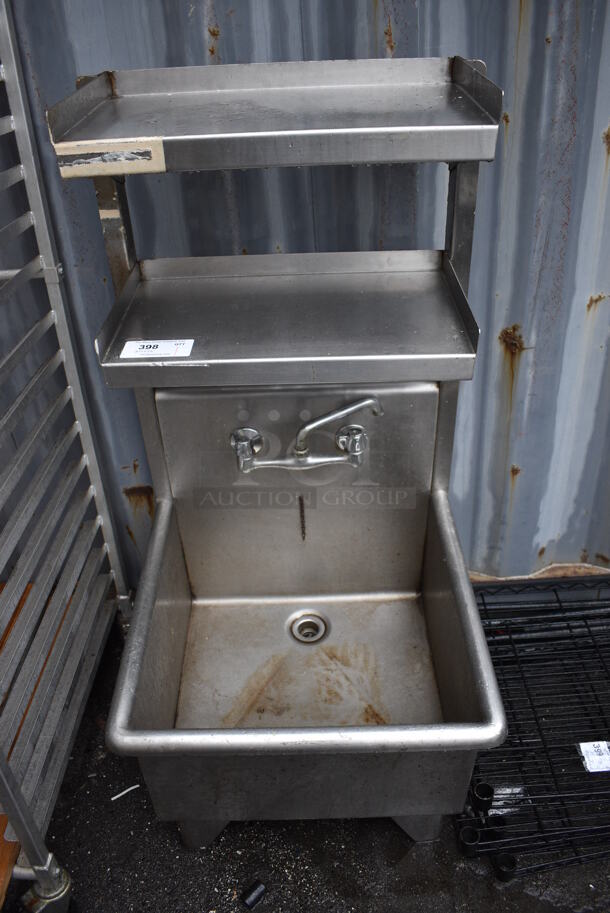 Stainless Steel Commercial Single Bay Sink w/ Double Over Shelf. 25x25x51
