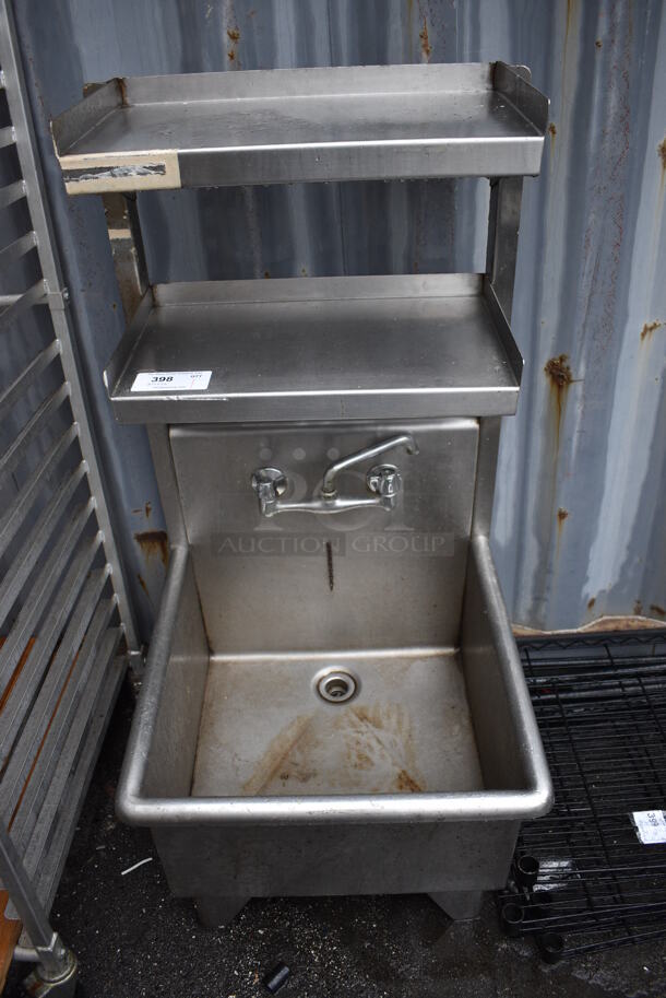 Stainless Steel Commercial Single Bay Sink w/ Double Over Shelf. 25x25x51 - Image 1 of 6
