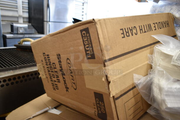 PALLET LOT of 22 BRAND NEW Boxes Including 760IC06P Choice 6 oz. Pink Paper Frozen Yogurt / Food Cup - 1000/Case, 9506004 8 oz PET Dessert Containers, 12218X5ECOST Aluminum Foil, 482-001 54" x 108" White Tissue / Poly Table Cover - 25/Case, Dart C35UT1 StayLock&#174; 9" x 5 3/8" x 3 1/2" Clear Hinged Plastic 9" Medium Oblong Container - 250/Case, 999FFMEDSQWH Choice 5.5 oz. Medium White Paper Scoop / Tray - 50/Pack, Zurn Unit, T024CHC. 22 Times Your Bid! - Image 8 of 12