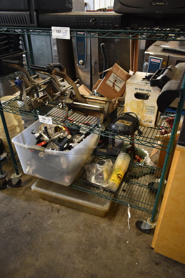 ALL ONE MONEY! Two Tier Lot of Various Items Including French Fry Cutters and Utensils - Image 1 of 9