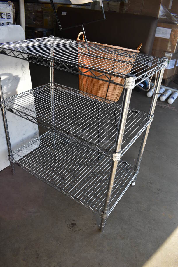 Metro Chrome Finish 3 Tier Shelving Unit. 30x18x34 - Image 2 of 4