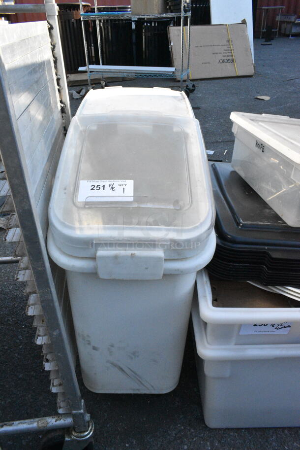 White Poly Ingredient Bin on Commercial Casters.  - Image 1 of 3