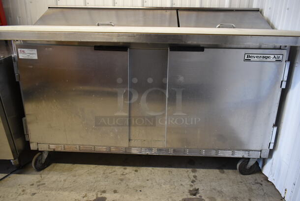 Beverage Air SUR60-16C Stainless Steel Commercial Sandwich Salad Prep Table Bain Marie Mega Top on Commercial Casters. 115 Volts, 1 Phase. Tested and Powers On But Does Not Get Cold - Image 3 of 8