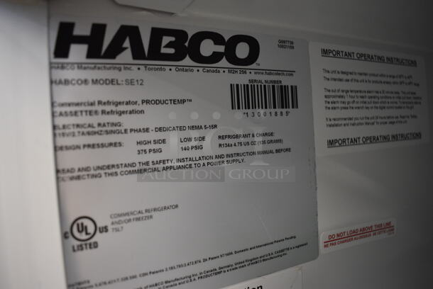 Habco SE12 Metal Commercial Single Door Reach In Cooler Merchandiser. 115 Volts, 1 Phase. 24x24x62. Tested and Powers On But Does Not Get Cold - Image 5 of 6