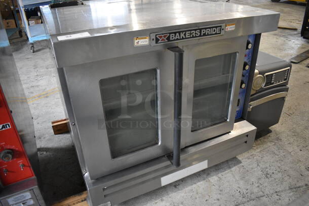 Baker's Pride Stainless Steel Commercial Natural Gas Powered Full Size Convection Oven w/ View Through Doors, Metal Oven Racks and Thermostatic Controls. 39x39x36