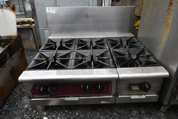 Southbend Stainless Steel Commercial Countertop Natural Gas Powered 6 Burner Range.
