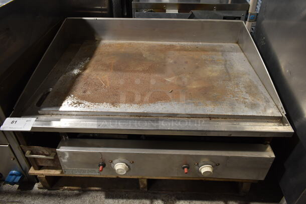 Keating 36BFLD Miraclean Stainless Steel Commercial Countertop Natural Gas Powered Chrome Top Flat Top Griddle.  - Image 1 of 4