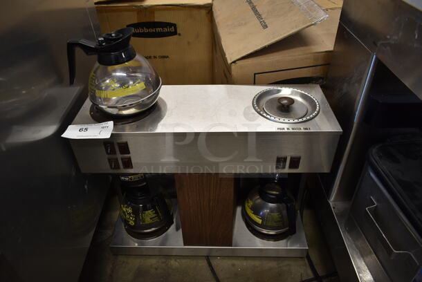 Bunn VPS Stainless Steel Commercial Countertop 3 Burner Coffee Machine w/ 3 Coffee Pots and Poly Brew Basket. 120 Volts, 1 Phase.  - Image 1 of 4