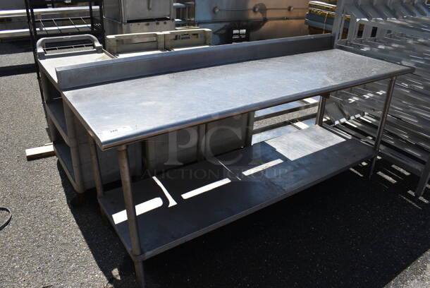 Stainless Steel Commercial Table w/ Under Shelf and Back Splash. 84x30x38 - Image 2 of 4
