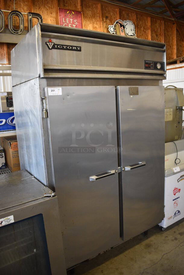 Victory Model RA-2D-7 Stainless Steel Commercial 2 Door Reach In Cooler. 115 Volts, 1 Phase. 52x36x84.5. Tested and Powers On But Temps at 53 Degrees - Image 2 of 7