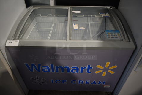 Metal Commercial Chest Freezer Merchandiser w/ Poly Coated Baskets on Commercial Casters. Tested and Working!