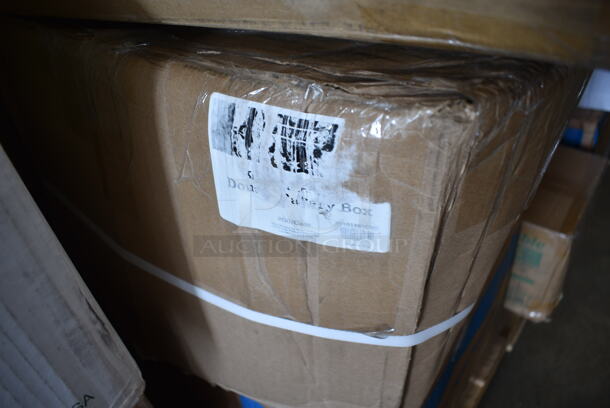 PALLET LOT of 35 BRAND NEW Boxes Including 750IC06B Choice 6 oz. Blue Paper Frozen Yogurt / Food Cup - 1000/Case, PP883 Ivory Containers, 966TALLFLDB Choice White Tall-Fold 6" x 13" Dispenser Napkin - 8000/Case, 2 Box 5001RT800B Lavex 8" White Hardwound Paper Towel, 800 Feet / Roll - 6/Case, 130BHWPLAFR EcoChoice Heavy Weight 6 1/2" Black CPLA Plastic Fork - 1000/Case, 500CFT Lavex White C-Fold Standard Weight Towel - 2400/Case, 43208500 Choice Black Beverage Napkins, 500LFLAT Choice Clear Flat Lid with Straw Slot - 9, 12, 16, 20, and 24 oz. - 1000/Case, 5001RT350B Lavex White Hardwound Paper Towel, 350 Feet / Roll - 12/Case, 795PTOKFT3 Choice Kraft Microwavable Folded Paper #3 Take-Out Container 7 3/4" x 5 1/2" x 2 1/2" - 200/Case, Elkay EZWSR Zurn Elkay ezH20 EZWSR Stainless Steel Non-Filtered Bottle Filling Station - Non-Refrigerated, 347RP9WHSS Visions Wave 9" White Plastic Plate - 180/Case. 35 Times Your Bid!  - Image 9 of 12