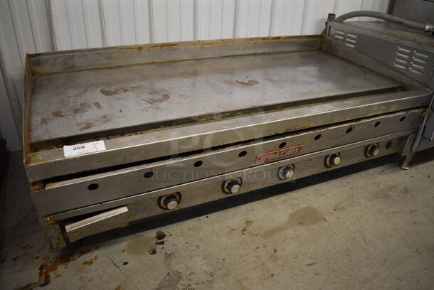 Vulcan Stainless Steel Commercial Countertop Natural Gas Powered Flat Top Griddle w/ Thermostatic Controls. 60x32x19