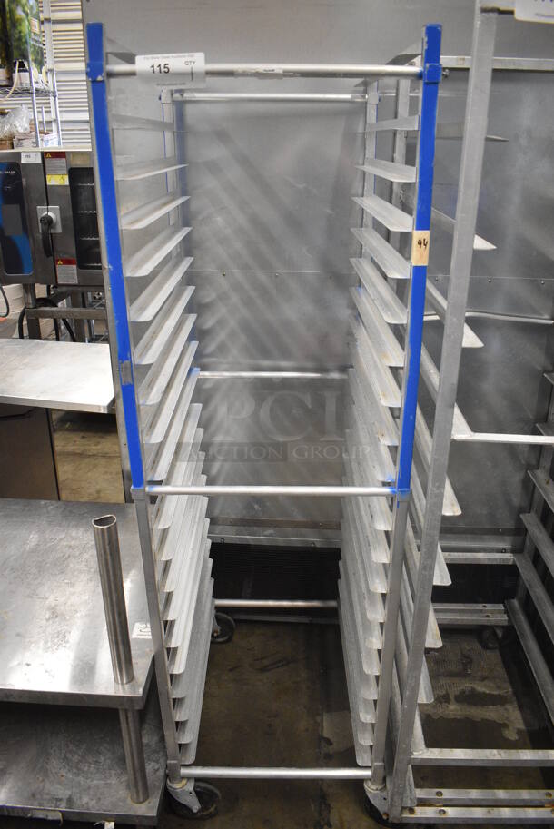 Metal Commercial Pan Transport Rack on Commercial Casters. 20.5x26x69