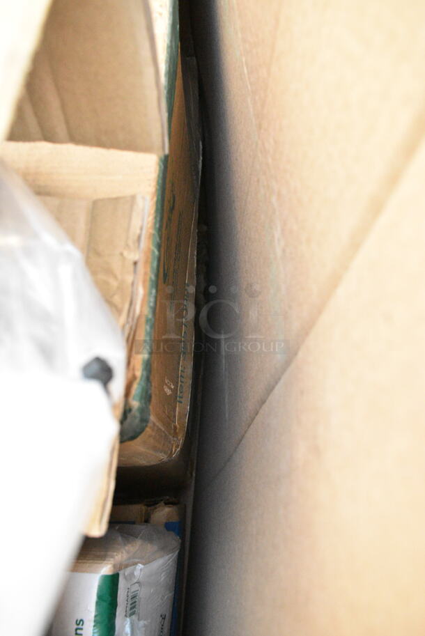 18 BRAND NEW Boxes Including 760VP130 Carnival King 130 oz. Popcorn Bucket - 150/Case, Dart 85MFPPHT3 ProPlanet 8 5/16" x 8" x 3" White Mineral-Filled 3 Compartment Hinged Lid Takeout Container. 18 Times Your Bid!  - Image 7 of 12