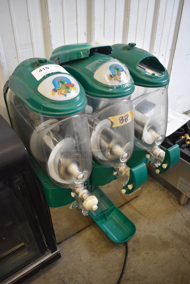 Elcor Model Grani 3 Stainless Steel Commercial Countertop 3 Hopper Slushie Machine w/ 1 Drip Tray. 115 Volts, 1 Phase. 20x22x32. Tested and Powers On But Does Not Get Cold. - Image 3 of 6