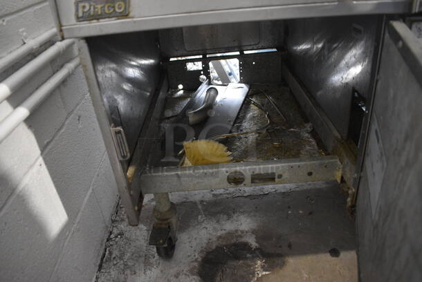 Pitco Frialator Model SG18 Stainless Steel Commercial Natural Gas Powered 2 Bay Deep Fat Fryer w/ Left Side Dumping Station on Commercial Casters. 140,000 BTU. 59x34x47 - Image 8 of 8