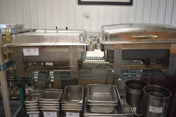 4 Metal Chafing Dish Frames w/ Drop Ins and Lids. 24x14x12. 4 Times Your Bid!