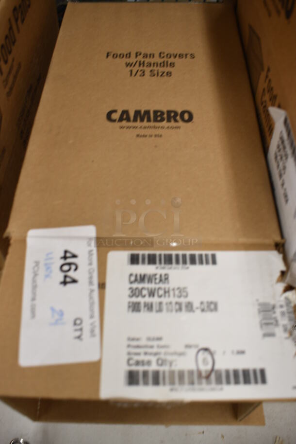 ALL ONE MONEY! Lot of 24 BRAND NEW IN BOX! Cambro Clear Poly 1/3 Size Drop In Bin Lids - Image 3 of 3