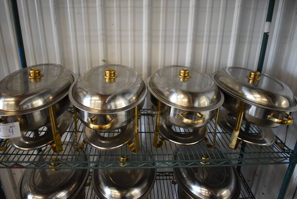 4 Metal Chafing Dishes w/ Drop Ins and Lids. 22x12x11. 4 Times Your Bid!
