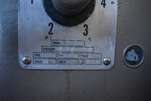 REFURBISHED! Hobart H 600 Metal Commercial Floor Style 60 Quart Planetary Dough Mixer w/ Stainless Steel Mixing Bowl and Dough Hook Attachment. Unit Has Been Professionally Refurbished! 208 Volts, 3 Phase. 28x40x56 - Image 9 of 10