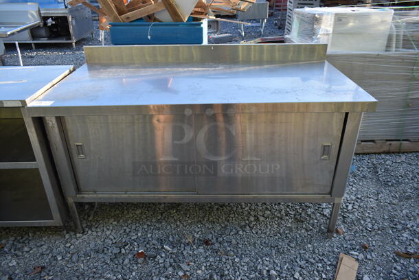 Stainless Steel Commercial Table w/ Back Splash and Under Shelf - Image 1 of 5