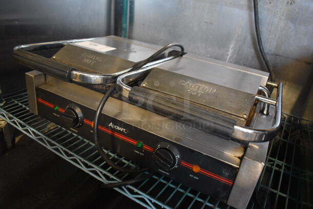 Adcraft Stainless Steel Commercial Countertop Electric Powered Double Panini Press. 23x15x9. Tested and Working! - Image 3 of 5