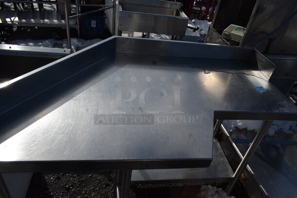 Stainless Steel Commercial L Shaped Table w/ Back Splash. - Image 2 of 4